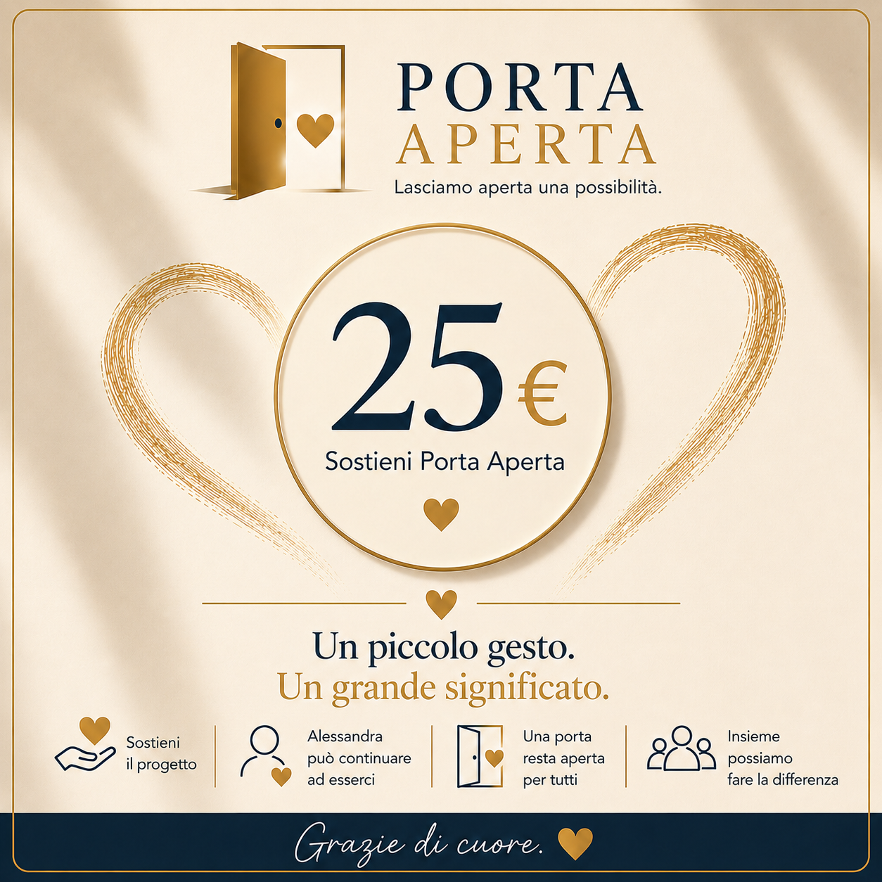 Sostieni Porta Aperta – Dai forza al progetto → €25